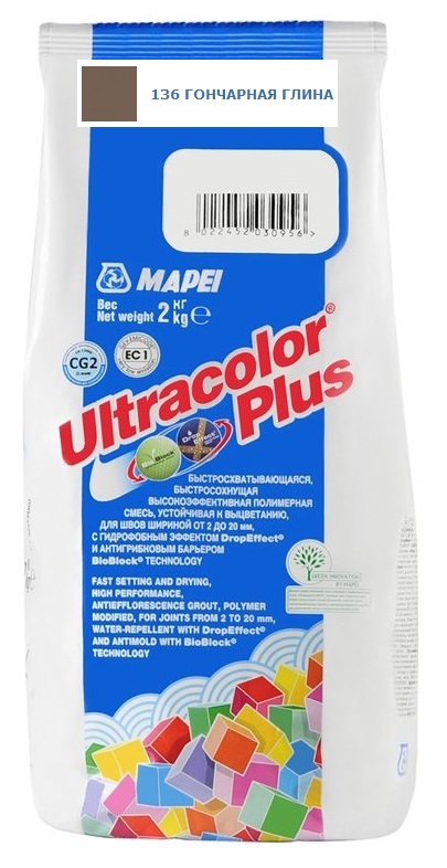 

Затирка Mapei Ultracolor Plus №136 (Гончарная глина) 2 кг