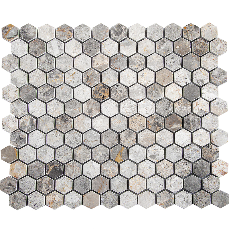 

Мозаика из нат. мрамора Starmosaic Hexagon VLgP (23х23) 30х30