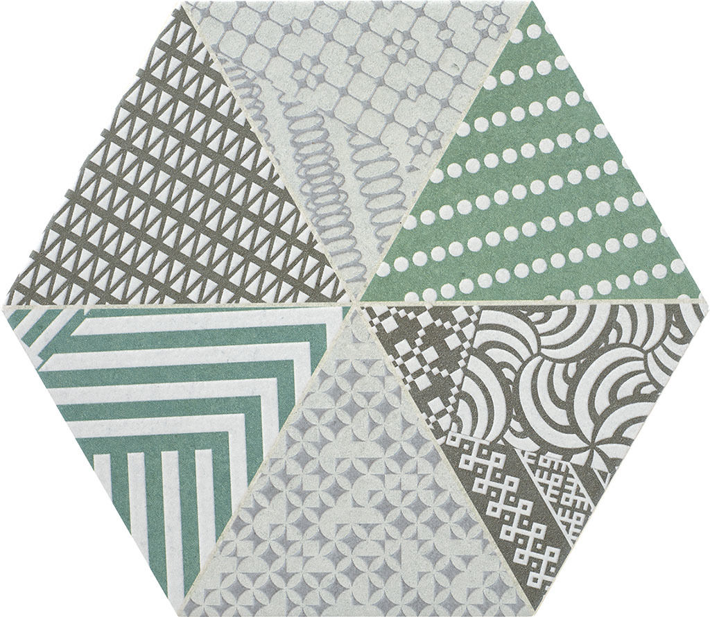 

Керамогранит Rocersa Nordic Hexa Mix-2 Gris-Verde 20x23