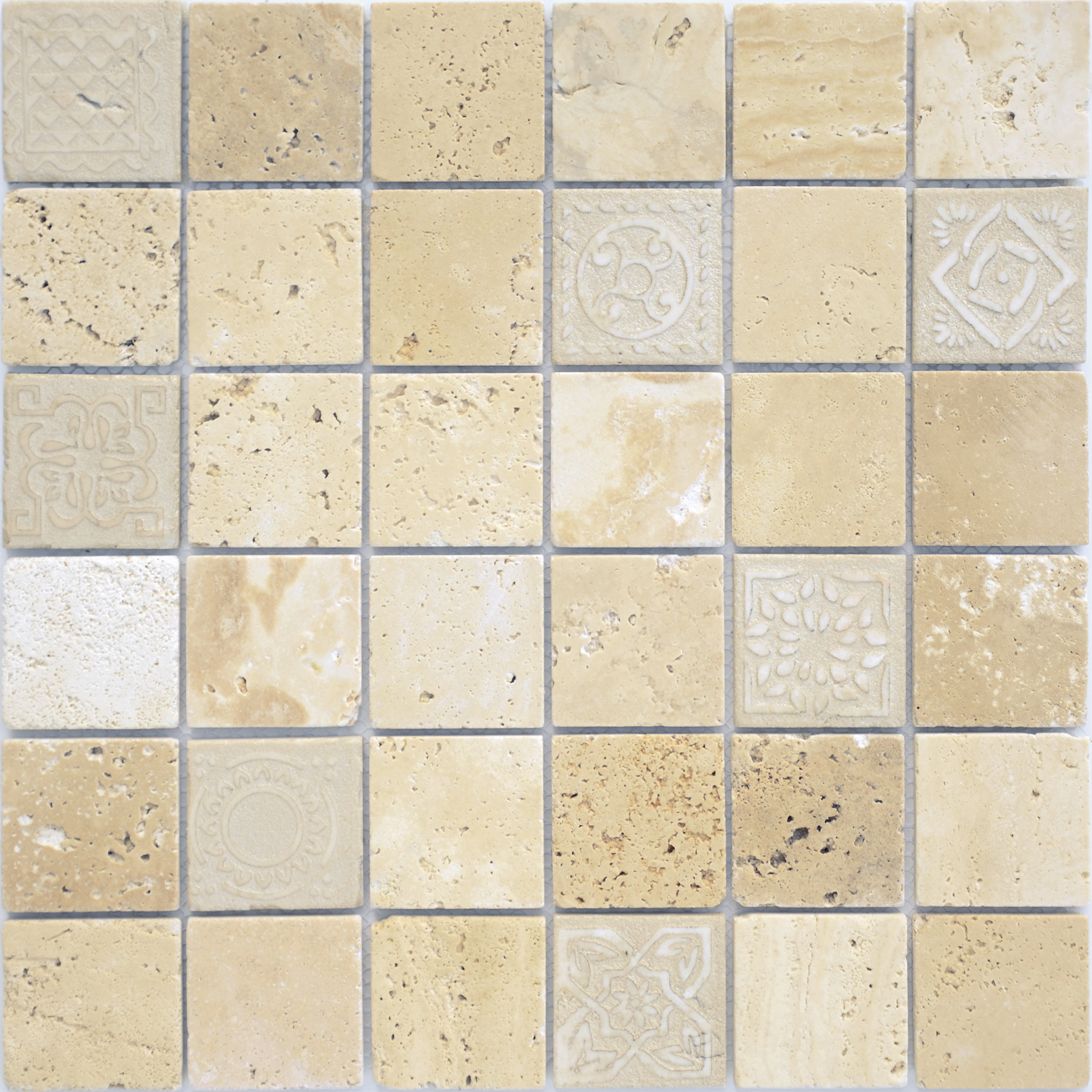 

Мозаика Caramelle Mosaic Art Stone Travertino Beige Mat (4,8x4,8) 30x30