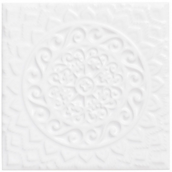 

Керамическая плитка Adex Studio ADST4074 Relieve Mandala Universe Snow Cap декор 14,8x14,8