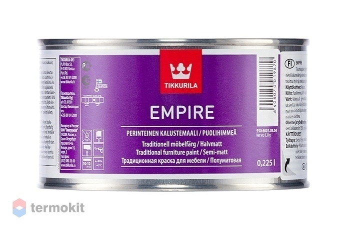 Tikkurila Empire,Тиксотропная алкидная краска для мебели,база С , 0,225л