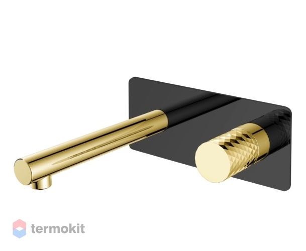 Встраиваемый смеситель для раковины Boheme Stick black touch gold 125-BG