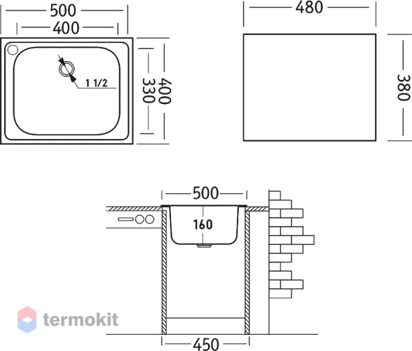 Мойка для кухни Domaci Равенна нержавеющая сталь DCL 500*400 (6) 1T