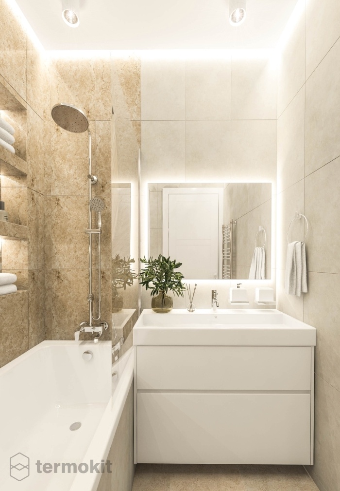 Дизайн ванной комнаты в серых оттенках