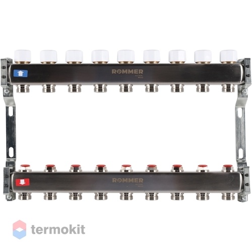 Коллектор из нержавеющей стали Rommer RMS 3200 без расходомеров, 9 вых.