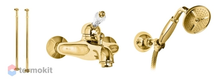Смеситель для ванны и душа Cezares Vintage золото, ручка Swarovski VINTAGE-VDPM-03/24-Sw