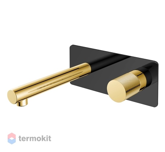 Встраиваемый смеситель для раковины Boheme Stick black touch gold 125-BG.2