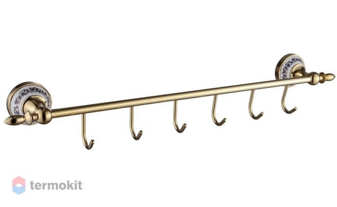 6 крючков на планке Savol золото S-06876B