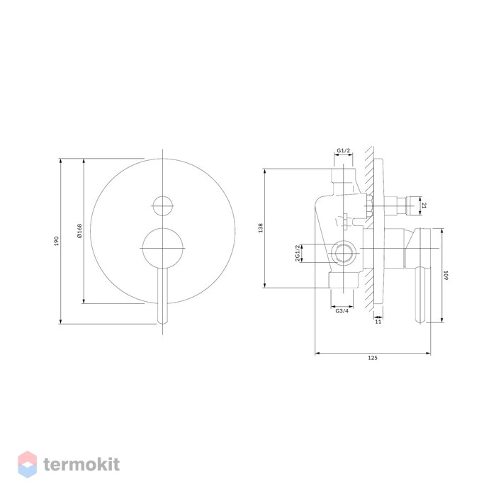 Смеситель для душа скрытого монтажа omnires y y1235ni никель