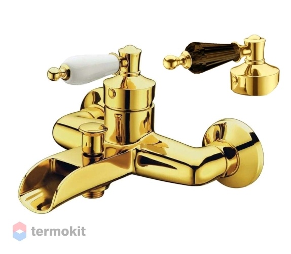 Смеситель для ванны и душа Boheme Vogue Oro золото с черным Swarovski 213-BSW