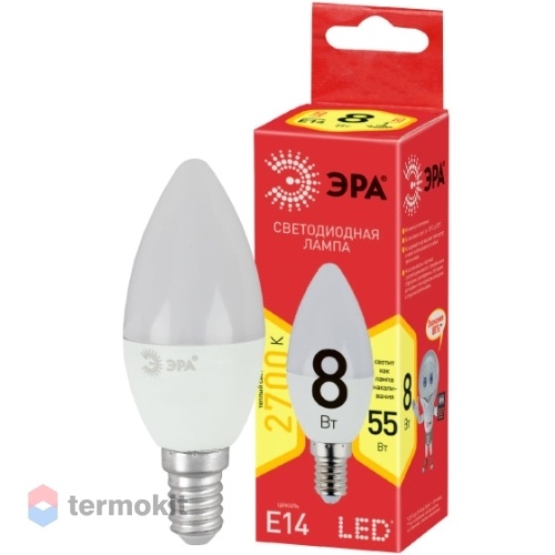 Лампа светодиодная ЭРА ECO LED B35-8W-827-E14 диод, свеча, 8Вт, тепл, E14