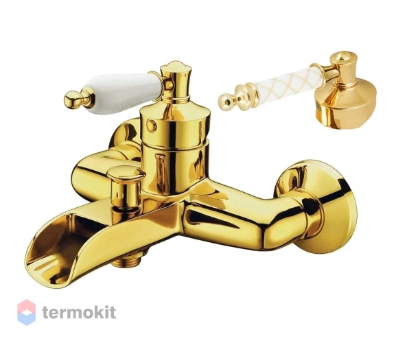 Смеситель для ванны и душа Boheme Vogue Oro золото Murano, белое 213-MR-W