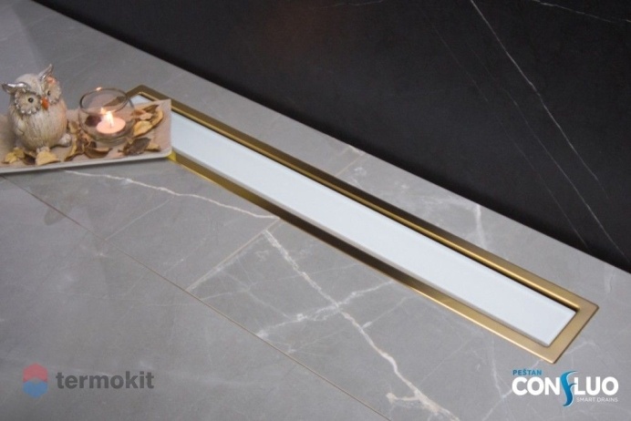 Душевой лоток Pestan Confluo Premium Gold White Glass Line 450 13100089