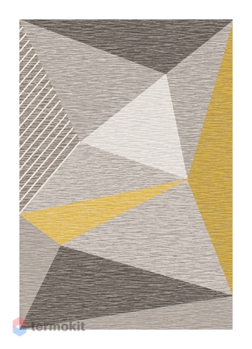 Ковёр Kitroom Фиеста 80x150 прямоугольный серый/желтый 36303 37226