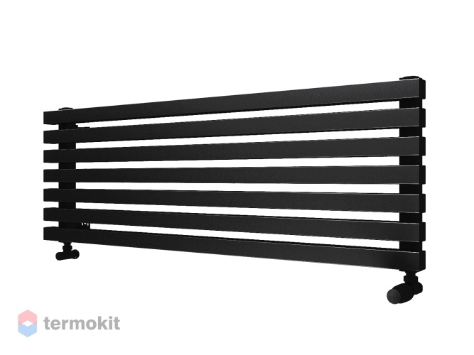 Стальной трубчатый радиатор КЗТО QUADRUM 60 H 1500 черный матовый муар / 9 секций с нижним правым подключением