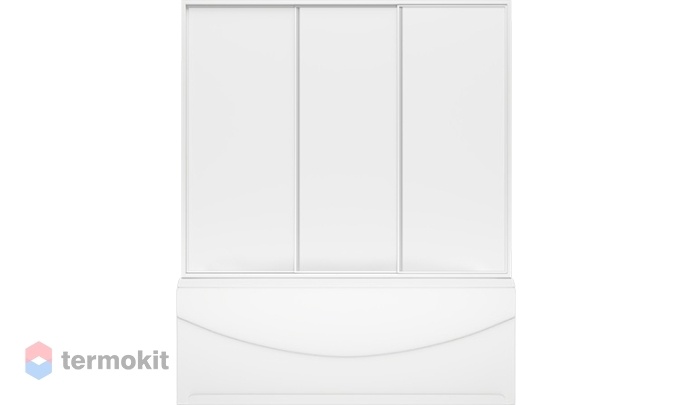 Шторка на ванну BAS 1600x1450 (матовое стекло) белый ШТ00039