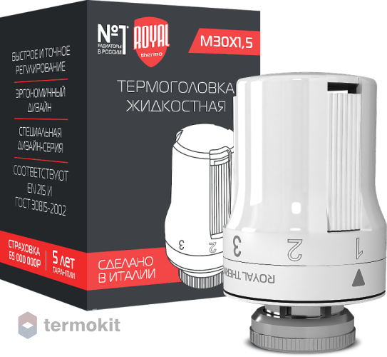 Royal Thermo Термоголовка жидкостная M30 x 1.5 белая RTE 50.030