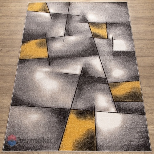 Ковёр Kitroom Фиеста 200x400 прямоугольный серый/желтый 36301 37225