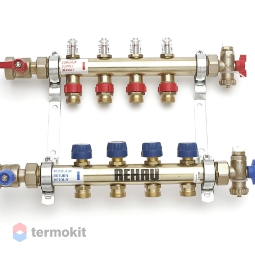 Распределительный коллектор Рехау HKV-D с расходомерами на 9 контуров