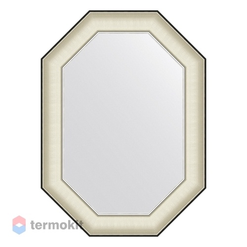Зеркало в багетной раме EVOFORM OCTAGON 54 белая кожа с хромом BY 7442