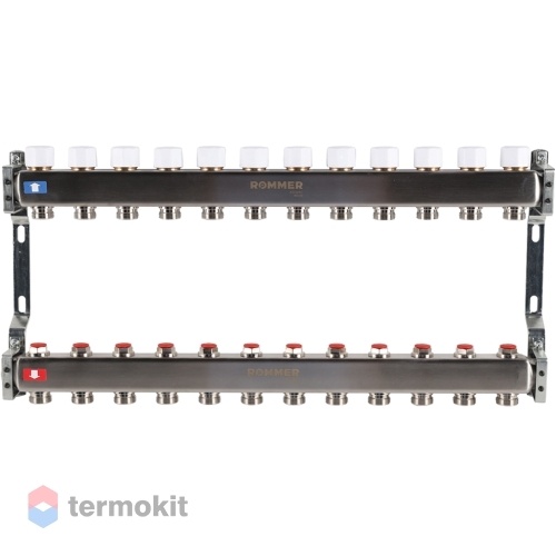 Коллектор из нержавеющей стали Rommer RMS 3200 без расходомеров, 12 вых.