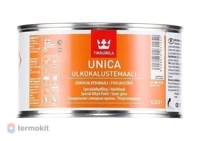 Tikkurila Unica Ulkokalustemaali,Специальная алкидная краска,база С, 0,225л