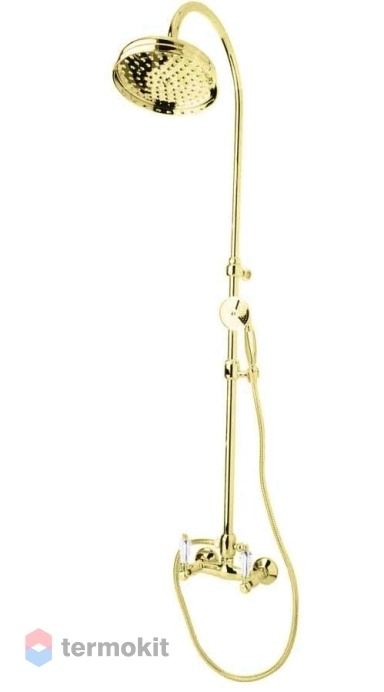 Душевая система со смесителем, верхним и ручным душем Cezares Diamond золото, ручка Svarovski DIAMOND-CD-03/24-Sw